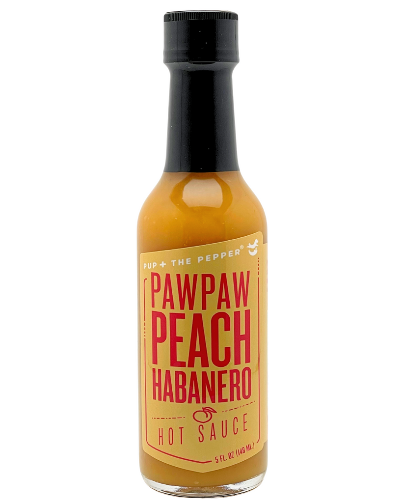 Pup & The Pepper Hot Sauce Bottle Orange Label Pawpaw Peach Habanero