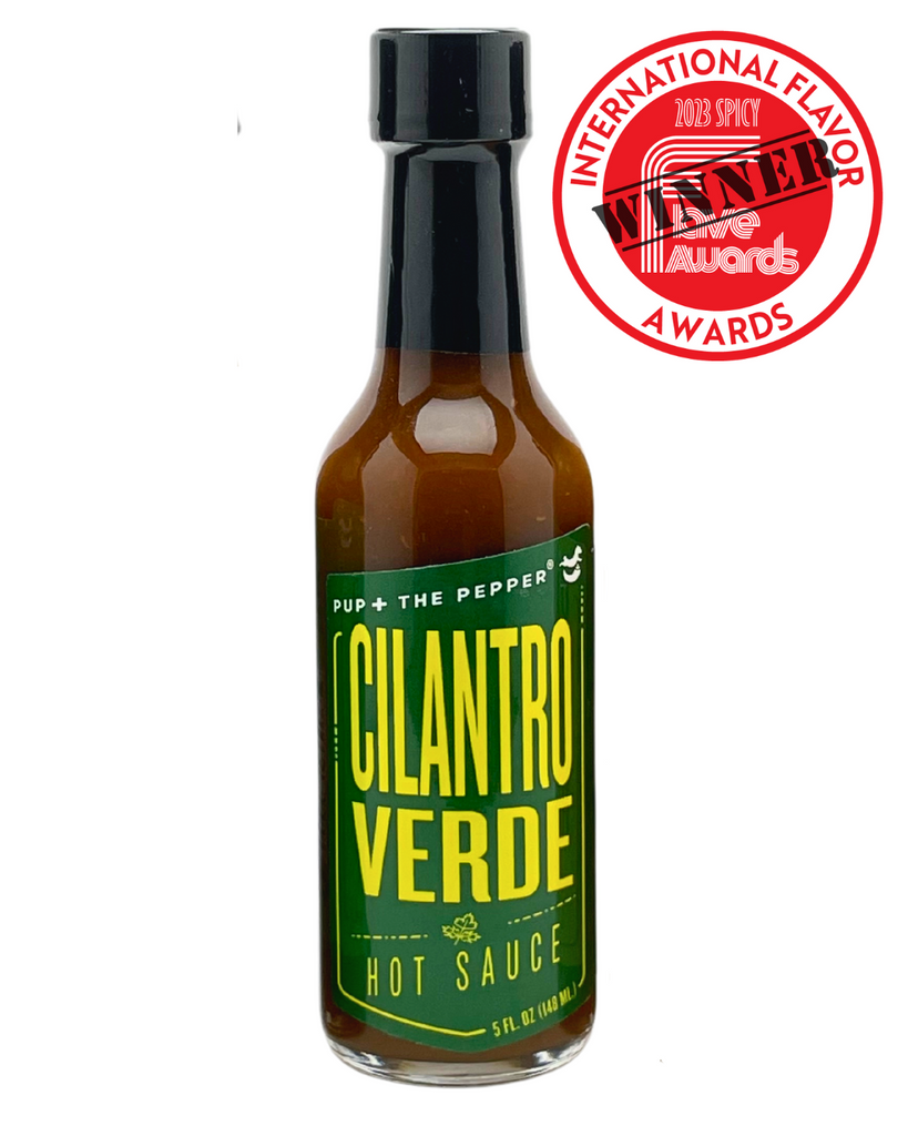 Pup & The Pepper Hot Sauce Bottle International Flavor Awards Winner Cilantro Verde 